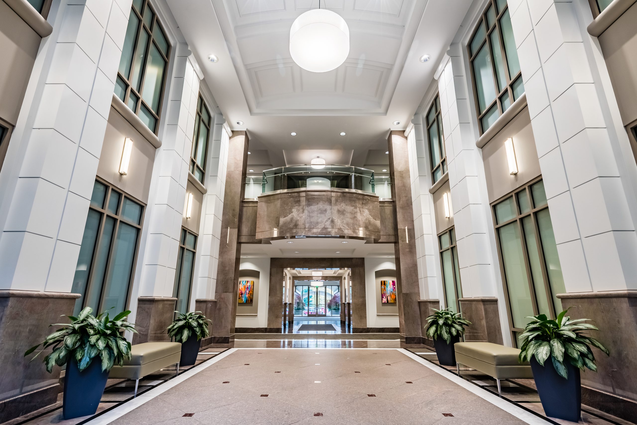 Two-story lobby at Mansell Overlook 300