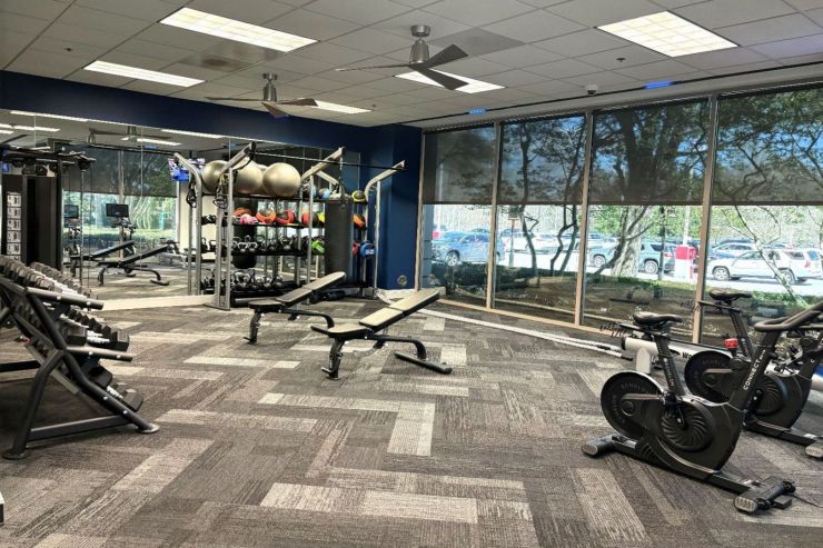 Renovated fitness center with strength equipment